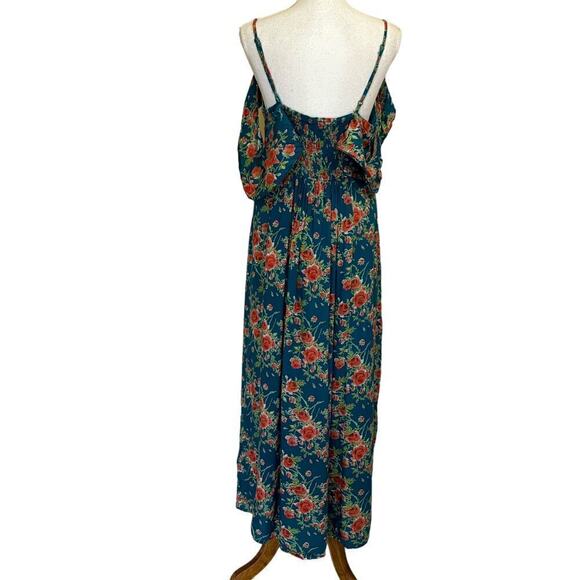 J. Gee blue floral maxi sundress, small, tropical, vacation, flowy, colorful - Picture 3 of 7